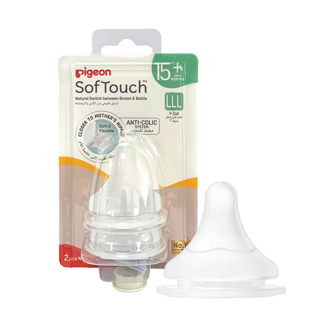 Pigeon - Softouch Wide Neck Nipples - Clear - LLL - Pack of 2