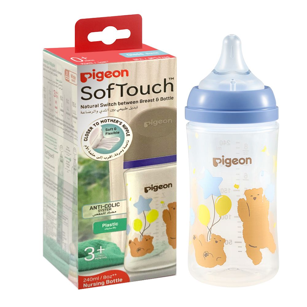 Pigeon - Softouch Wide Neck Feeding Bottle - Bear - 240 ml