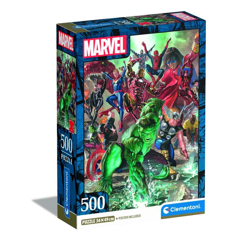 Clementoni - HQC Marvel Puzzle And Poster - 500 Pcs