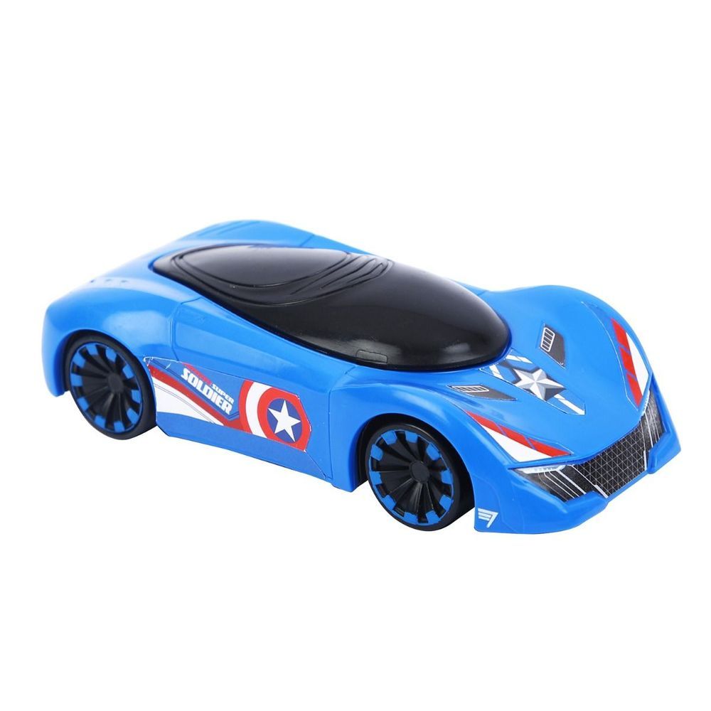 Marvel - Super Soldier Pull Back Racer Car - Captain America - Blue