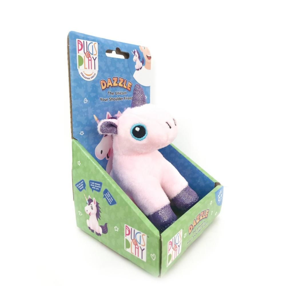 Pugs At Play - Shoulder Buddy Dazzel The Unicorn Plush Toy - 4-Inch