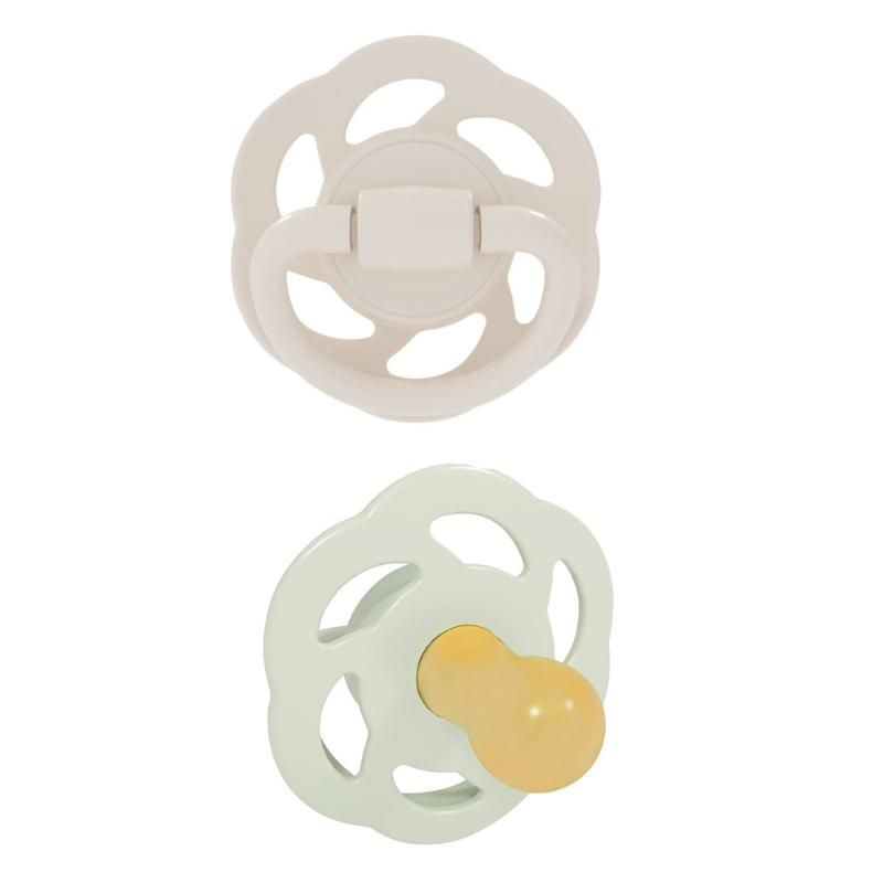 Nip - Newborn Cherry Round Latex Eco-Friendly Soother - 2pc - Green/Brown