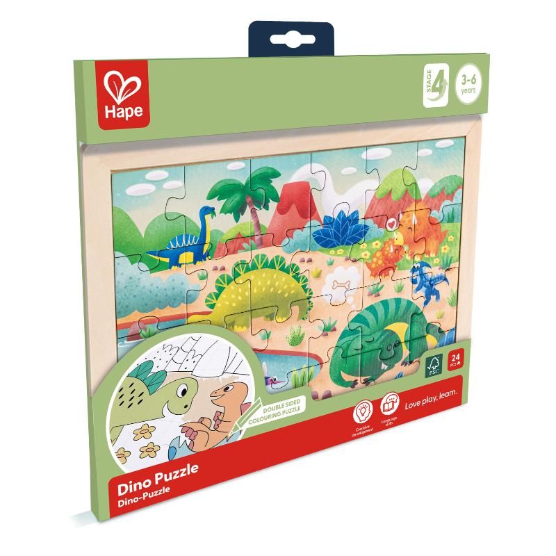 Hape Dino Double Sided Colouring Jigsaw Puzzle - 24 piece