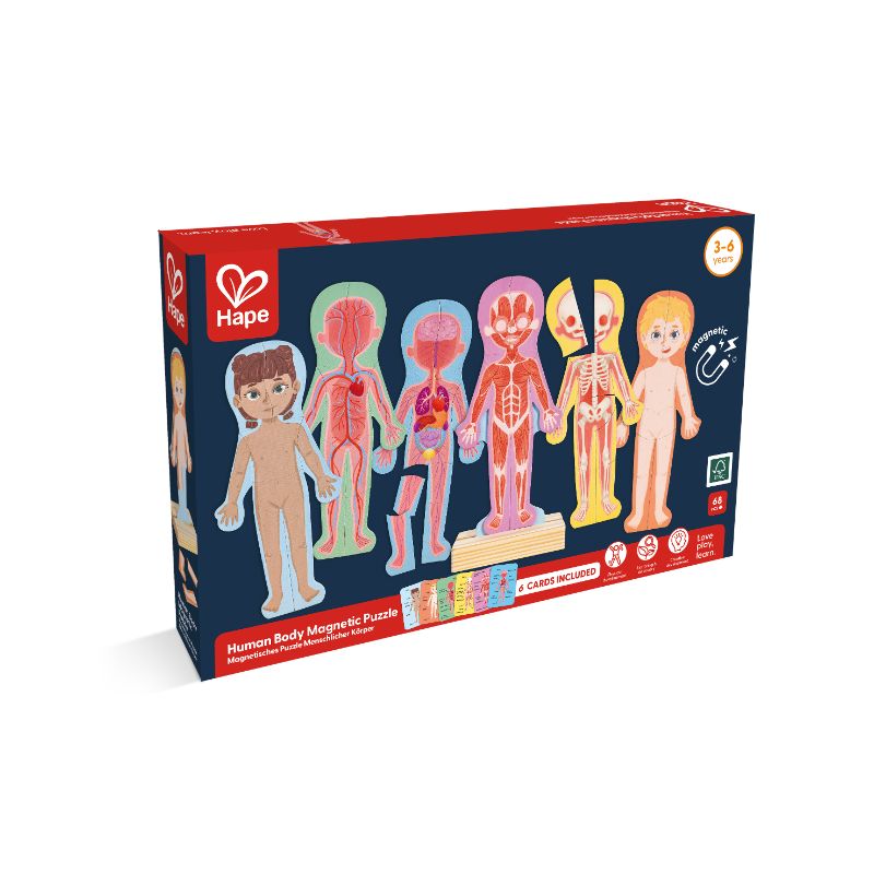 Hape - Human Body Parts Magnetic Learning Puzzle - 68pcs