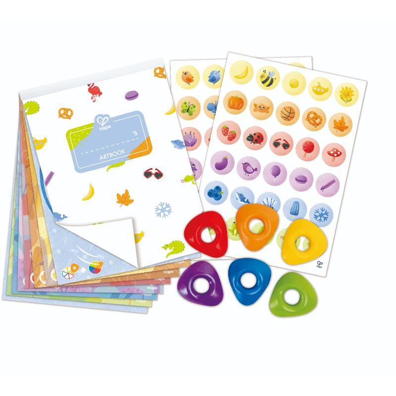 Hape - Crayon Colouring & Stickers Art Set - 18pcs