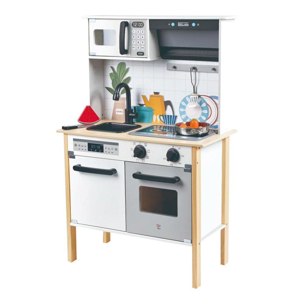 Hape - Wooden Modern Smart Kitchen & Food Playset - 12pcs