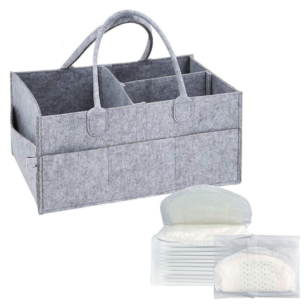 Star Babies - Disposable Breast Pad - 50pcs With Diaper Caddy - Grey