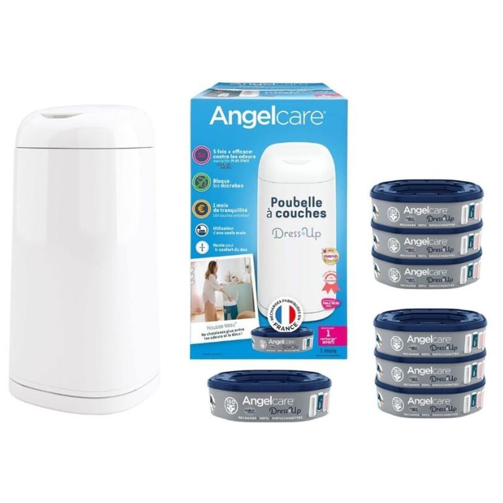 Angelcare - Dress Up Octagonal Diaper Bin With 7 Refills Set