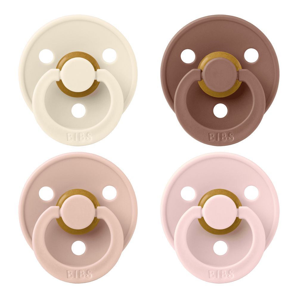 BIBS - Colour Round Latex Pacifier Pack Of 4 Size 1 - Ivory Blush Woodchuck