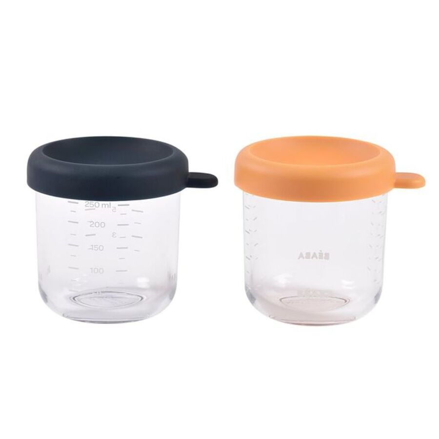 Beaba - Conservative Glass Food Containers - Night Blue/Honey - 250 ml - 2pcs