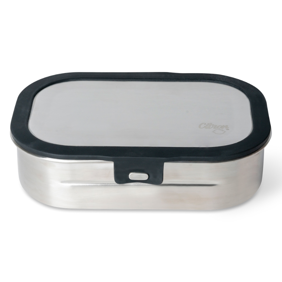 Citron - 2-Compartment Stainless Steel Lunch Box - Black