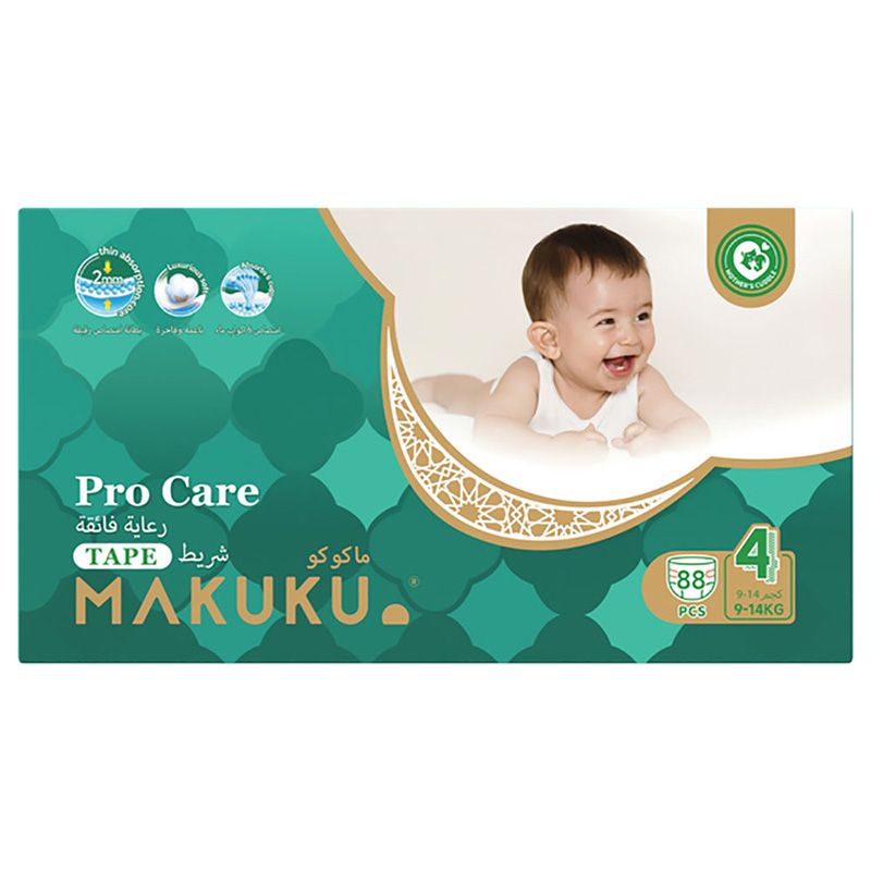 Makuku - Premium Diapers Procare Tape S4 - L - 9-14Kg - 88pcs