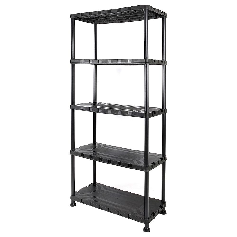 Tactix - 5 Tier Plastic Shelf Unit - Black