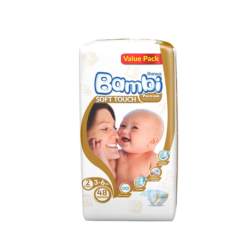 Sanita Bambi Baby Diapers Value,Small,3-6 KG,48Count