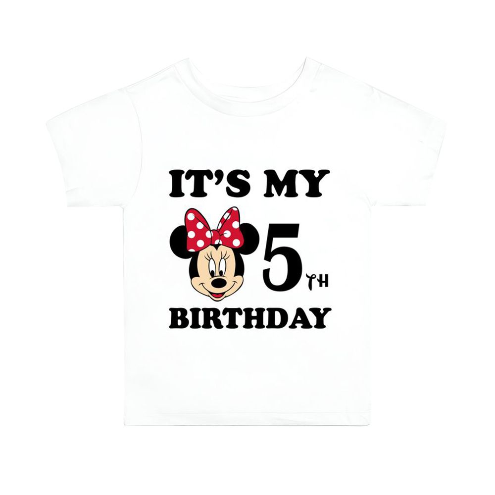 Matching Family Outfits - Girl's It's My 5th Birthday Printed T-Shirt - White