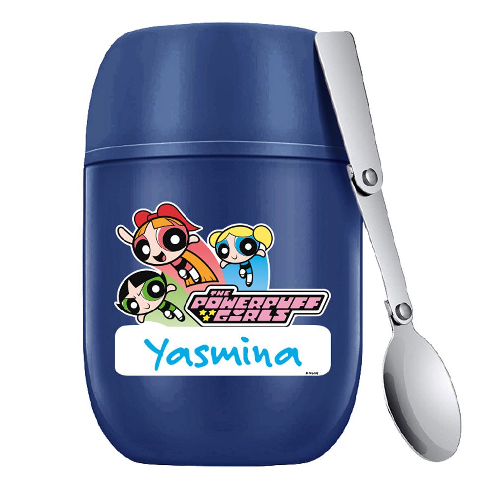 Essmak - Personalized Powerpuff Girls 2 Food Thermos With Spoon - Blue - 475 ml