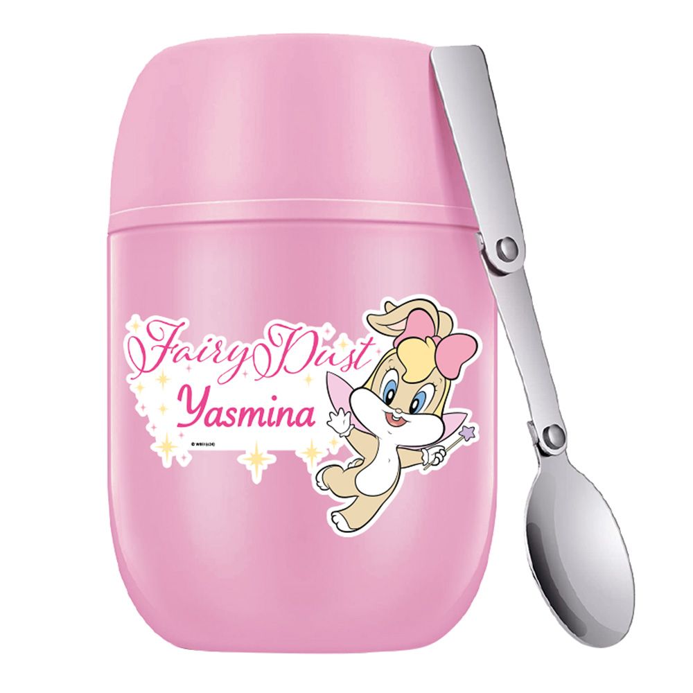 Essmak - Personalized Looney Tunes 2 Food Thermos With Spoon - Pink - 475 ml