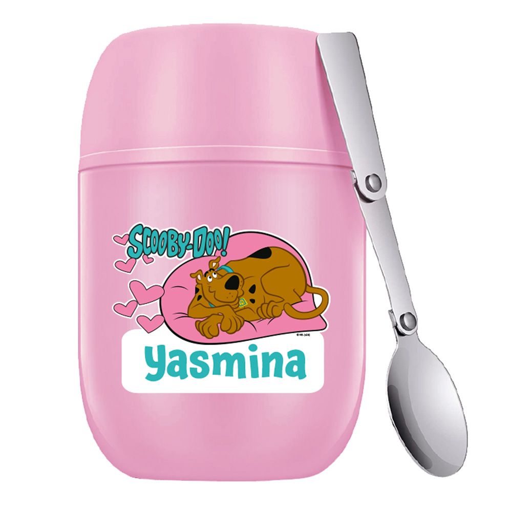 Essmak - Personalized Scoobydoo 1 Food Thermos With Spoon - Pink - 475 ml