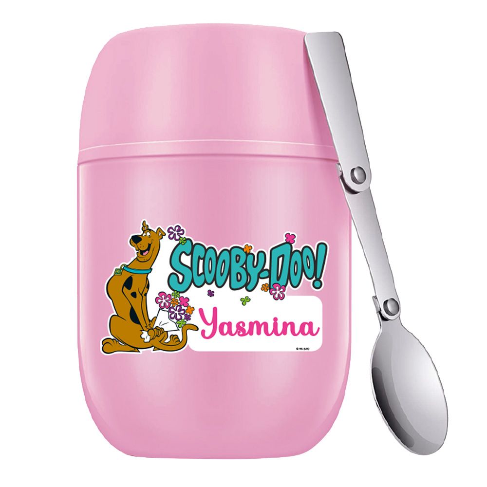 Essmak - Personalized Scoobydoo 2 Food Thermos With Spoon - Pink - 475 ml