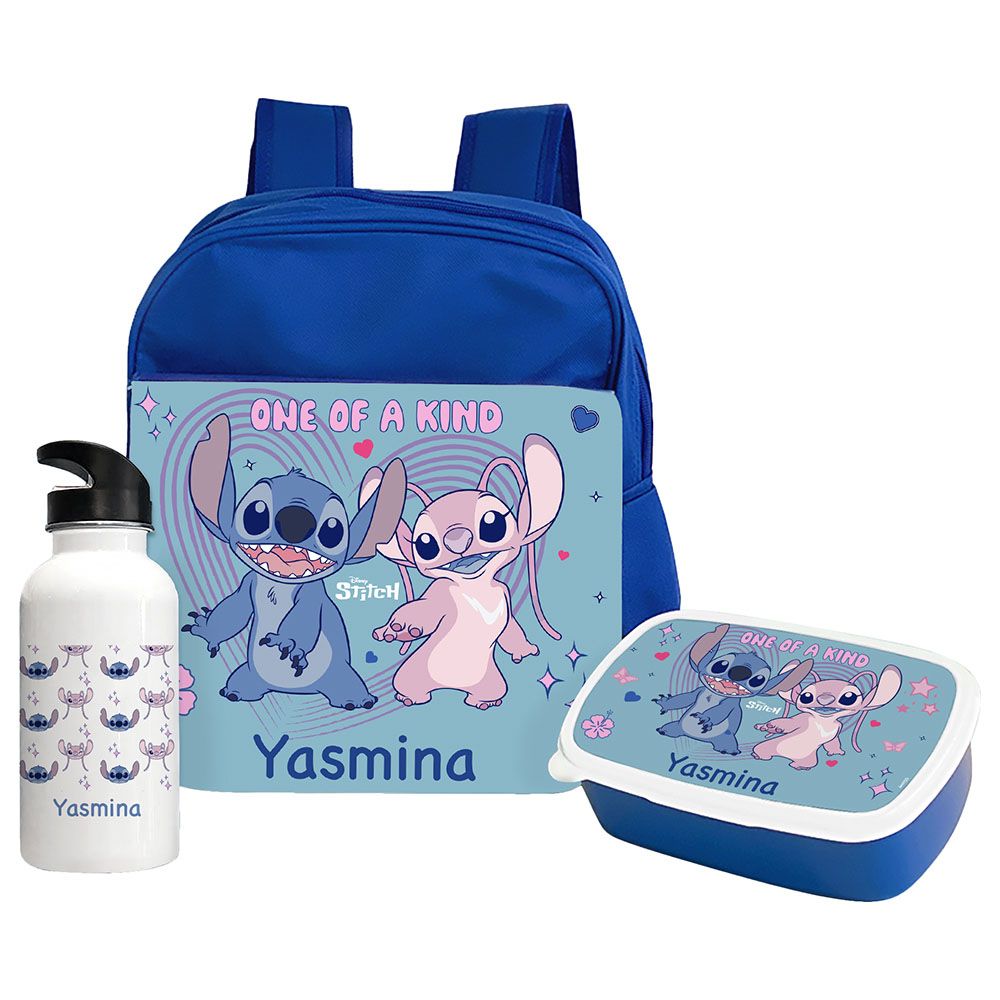 Essmak - Personalized Disney Stich Backpack Set For Kids - 3pcs - Blue - 12-Inch