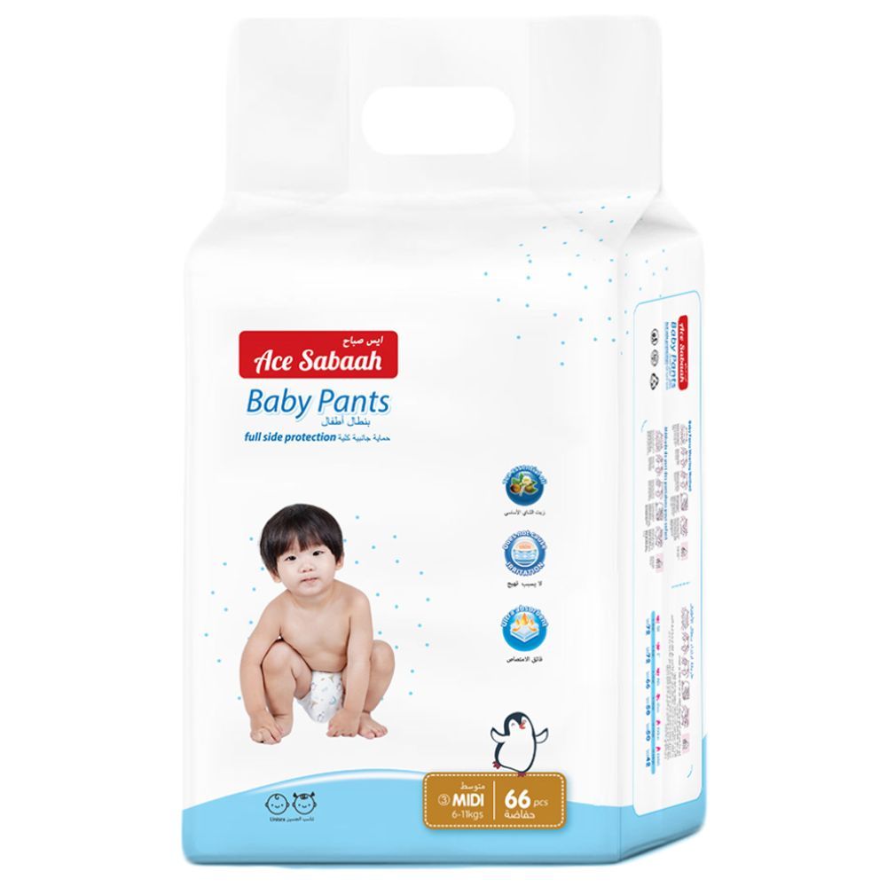 Ace Sabaah - Baby Diaper Pants - Size 3 - Midi - 6-11kg - 66pcs