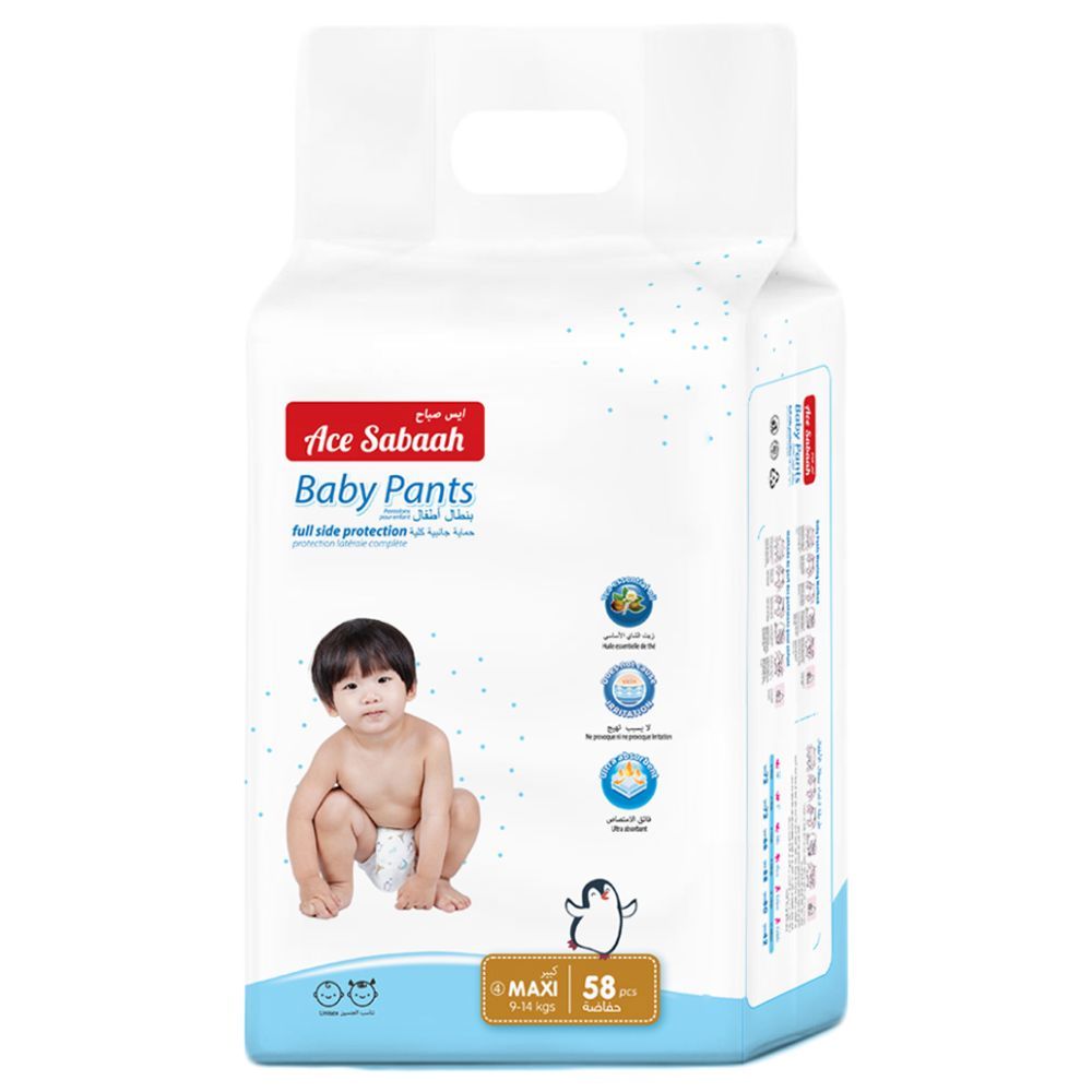 Ace Sabaah - Baby Diaper Pants - Size 4 - Maxi - 9-14kg - 58pcs