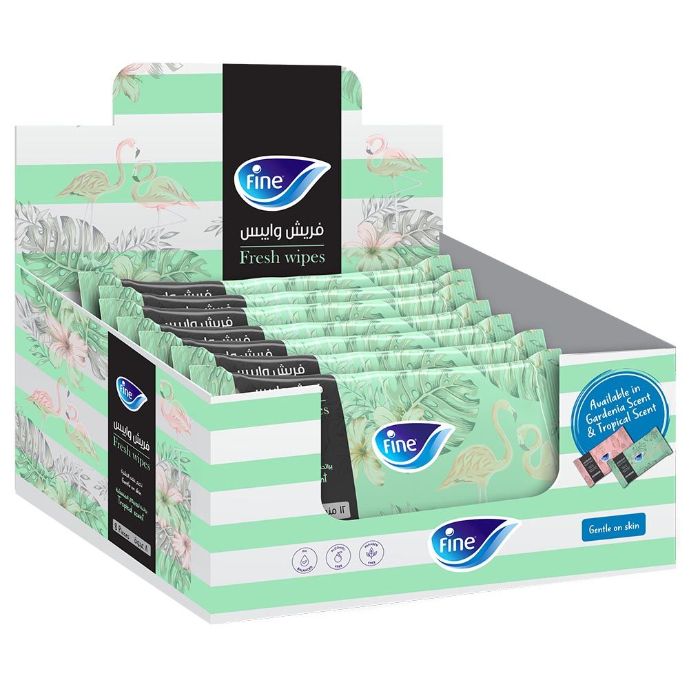 Fine - Fresh Wet Wipes - Tropical Fragrance - Pack of 8 - 160pcs