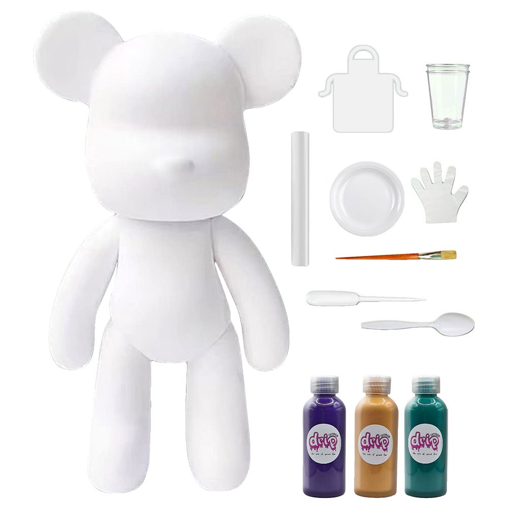 Dubai Drip Art - DIY Acrylic Fluid Paint Bear Complete Kit - 23 cm