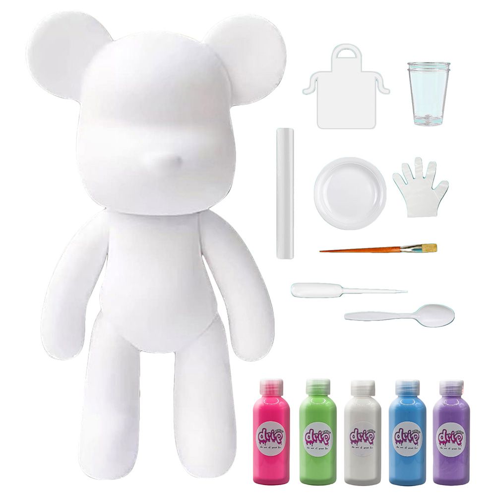 Dubai Drip Art - DIY Fluid Painting Bear Complete Art Kit - 33 cm