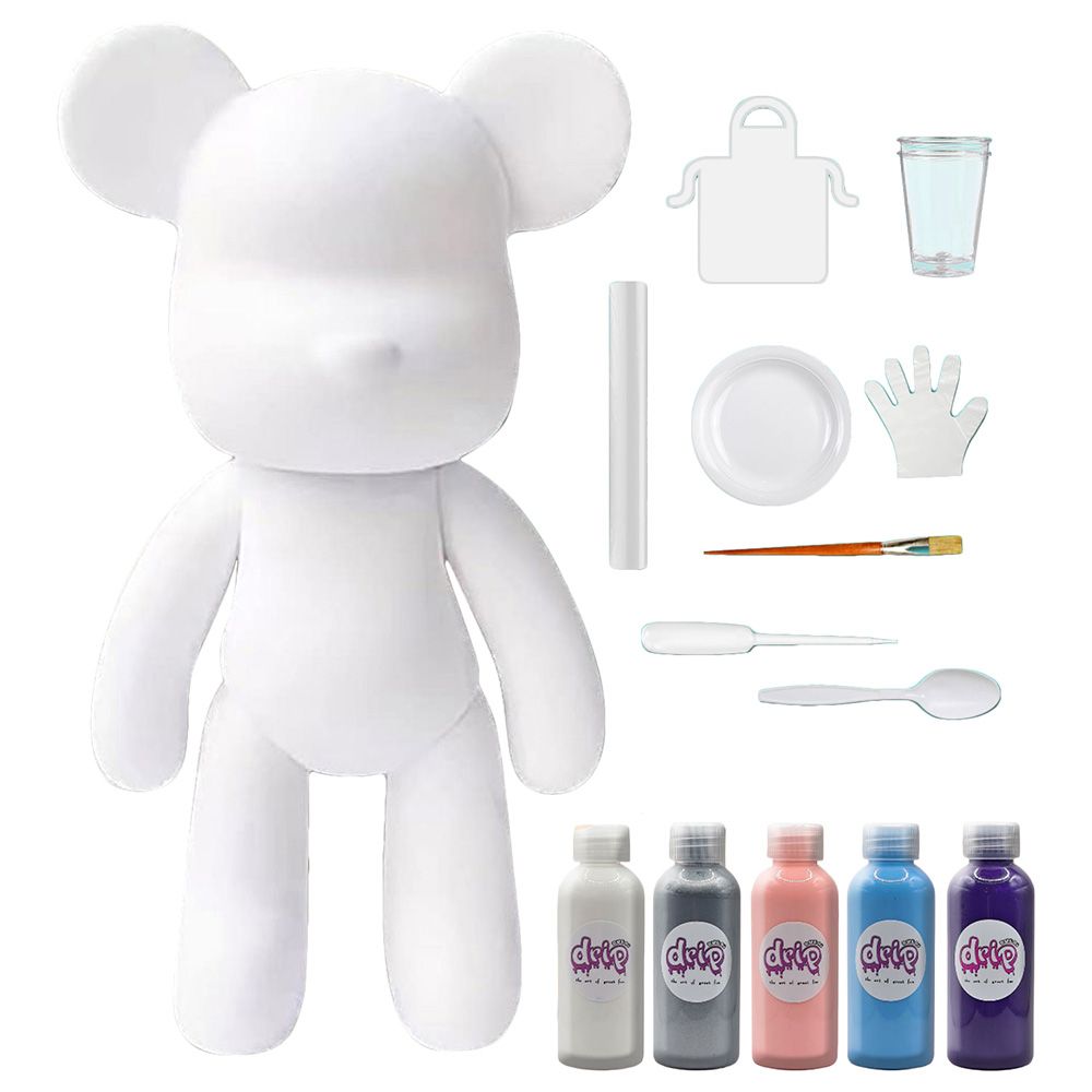 Dubai Drip Art - DIY Fluid Painting Bear Complete Art & Craft Kit - 33 cm