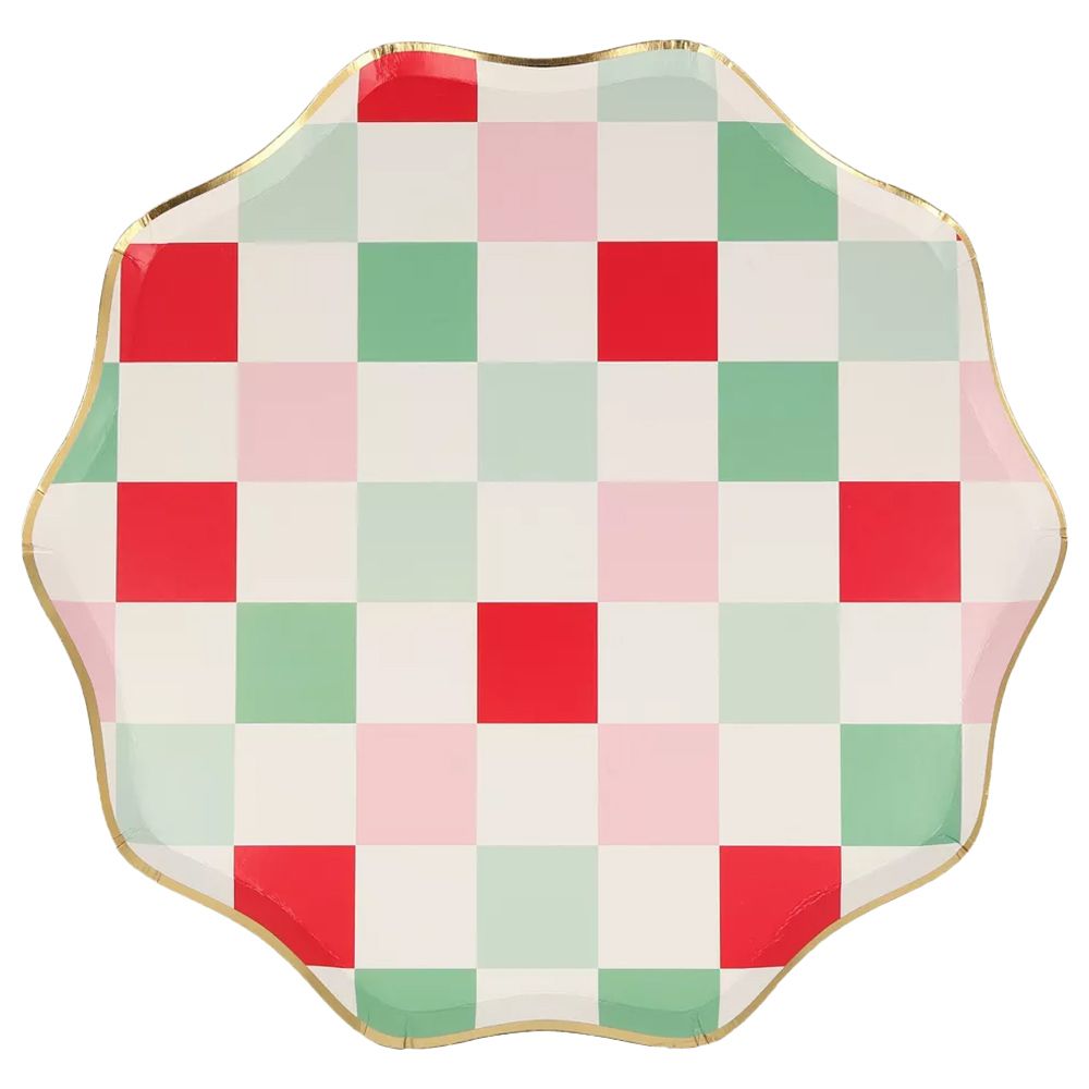 Meri Meri - Multi Check Dinner Plates - 8pcs