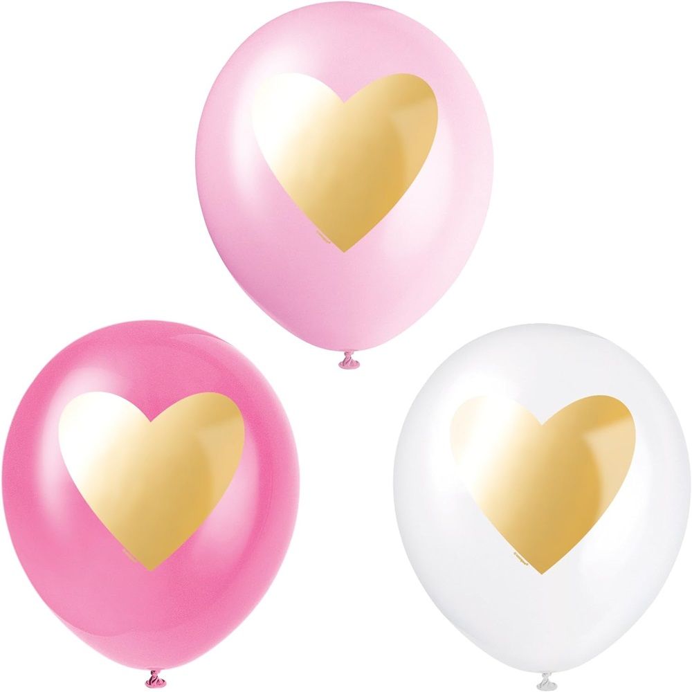 Unique - Gold Heart Balloons - 6pcs - 12-Inch