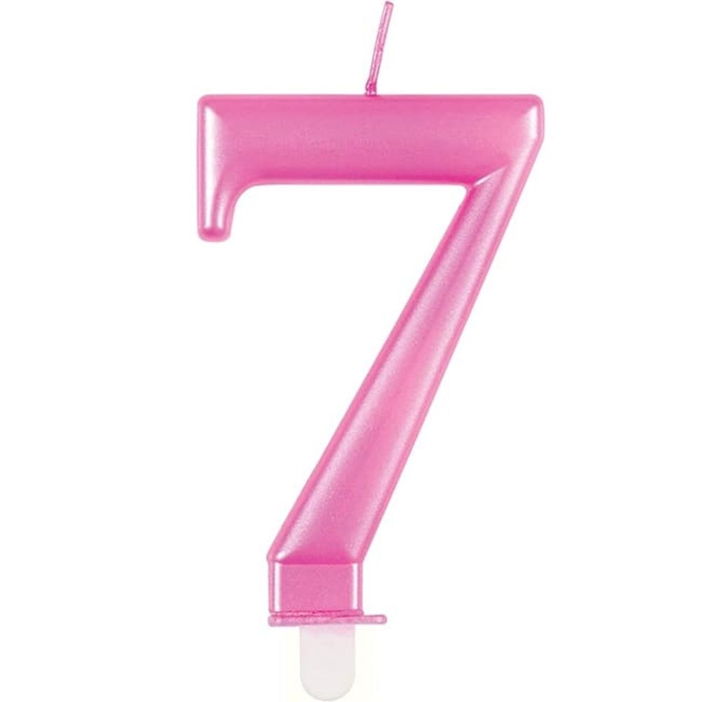 Unique - Number 7 Birthday Candle - Pink