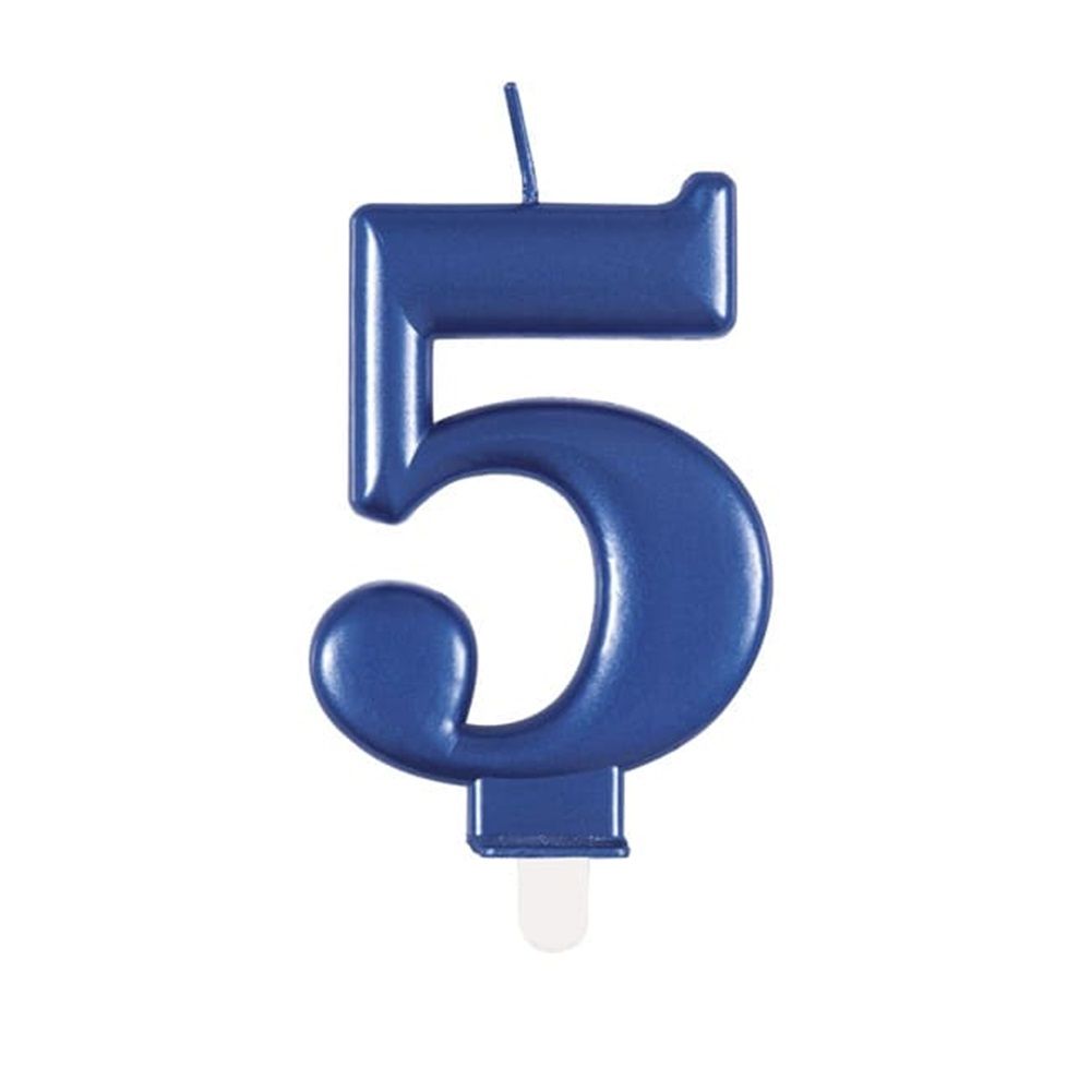 Unique - Number 5 Birthday Candle - Blue