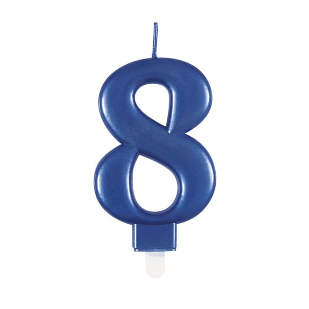 Unique - Number 8 Birthday Candle - Blue