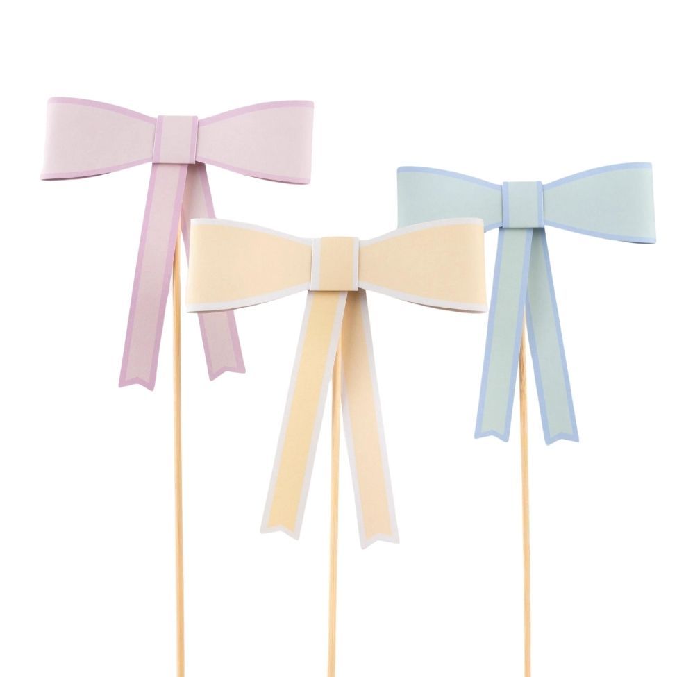 Meri Meri - Pastel Bow Cake Toppers Pack Of 3