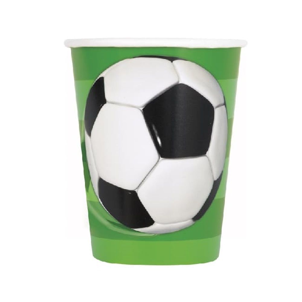 Unique - 3D Soccer Paper Cups - Pack of 8 - 255ml