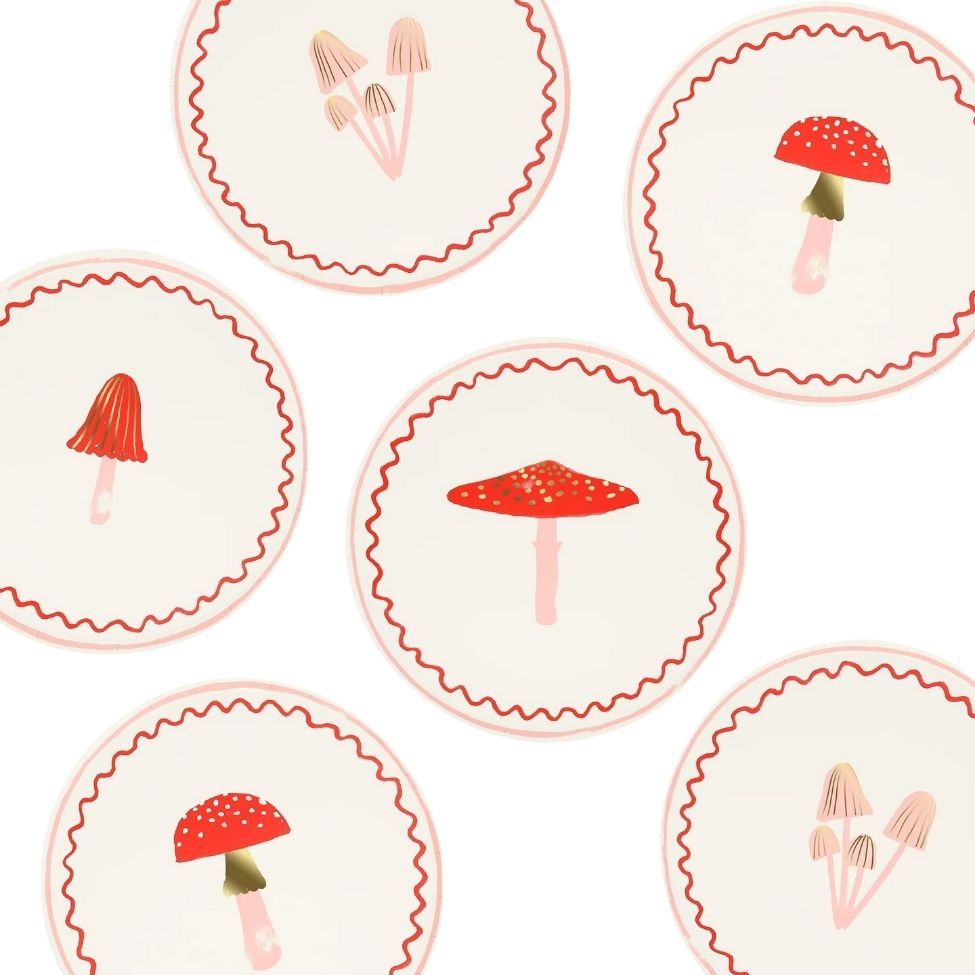 Meri Meri - Merry Mushrooms Side Plates Pack Of 8