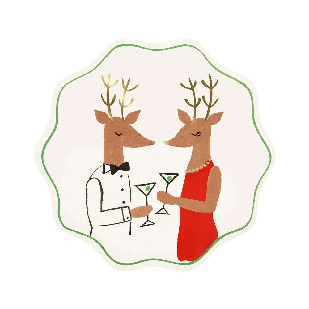 Meri Meri - Mr. & Mrs. Reindeer Side Plates Pack Of 8