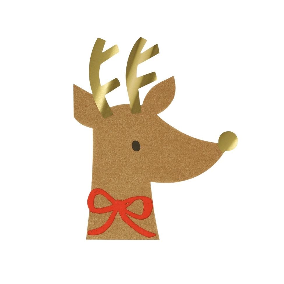 Meri Meri - Reindeer With Red Bow Napkins Pack Of 16