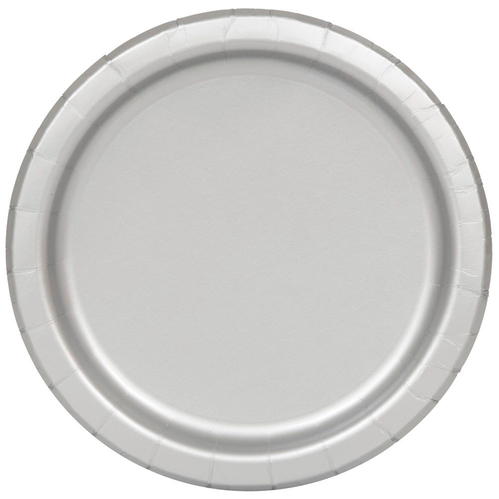 Unique - Party Paper Plates - Silver - 18 cm - Pack of 20