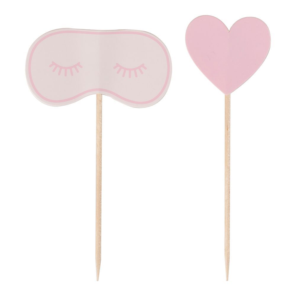 Ginger Ray - Eye Mask & Heart Pamper Party Cupcake Toppers - Pink