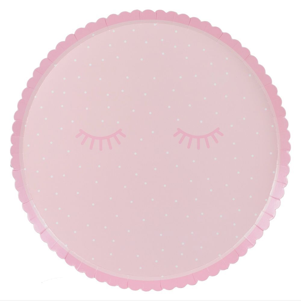 Ginger Ray - Polka Dot Pamper Party Paper Plates - Pink