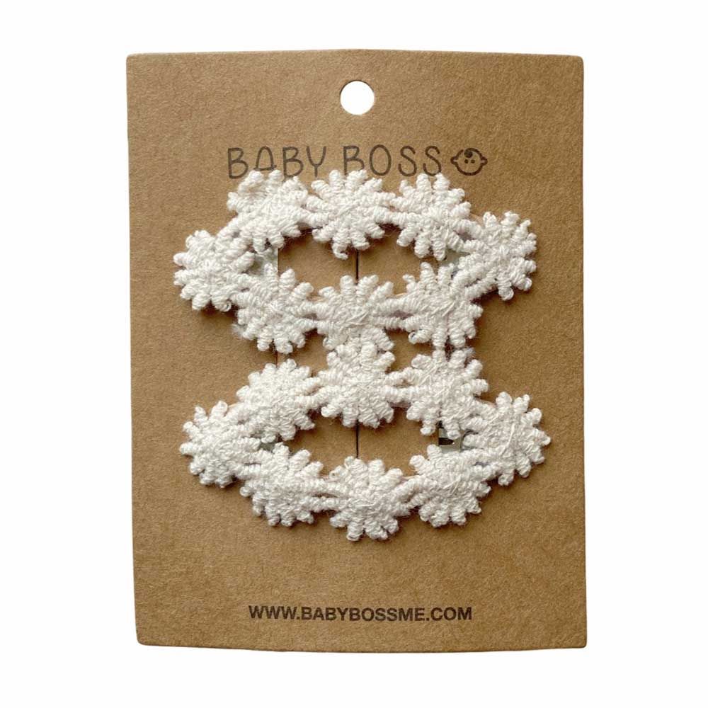 Baby Boss - Kids Hair Clip Lace Flower - White