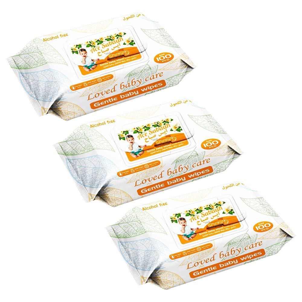 Ace Sabaah - Baby Wipes - Vanila - Pack of 3 - 100pcs