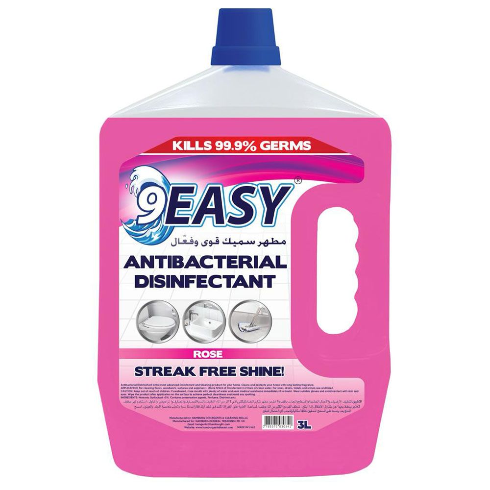 9Easy - Antibacterial Disinfectant - Rose - 3 L