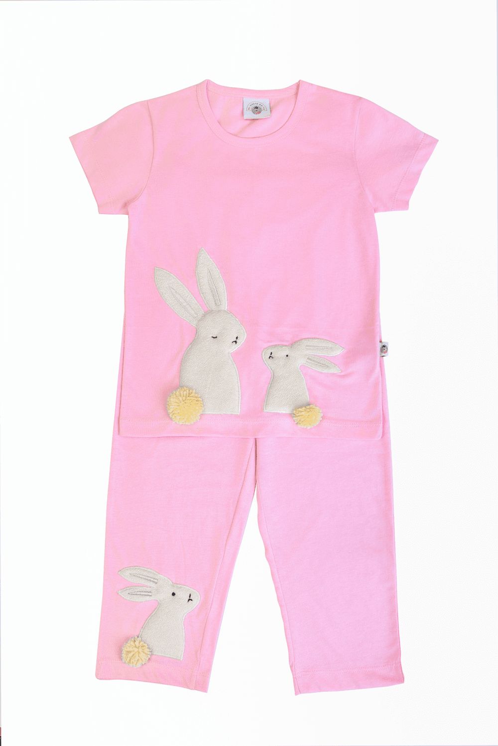 Mi Dulce An'ya - Fluffy Embroidered Bunny Nightsuit For Girls -  Pink