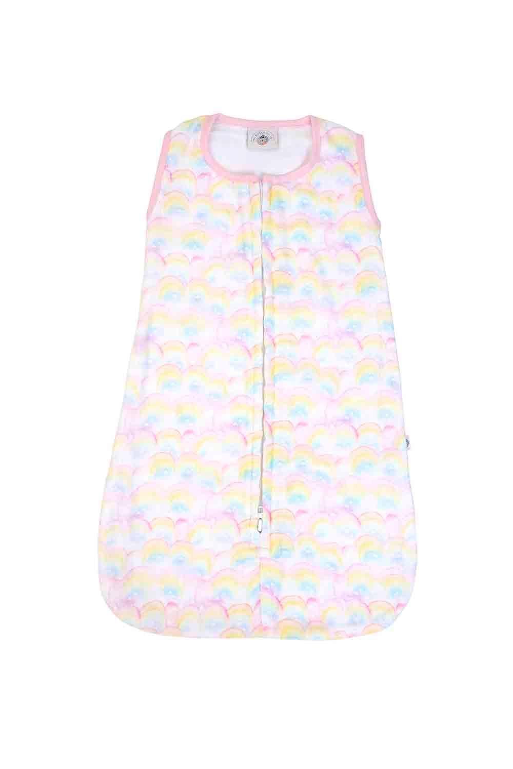 Mi Dulce An'ya - Organic Muslin Rainbow Printed Baby Sleeping Bag - Pink