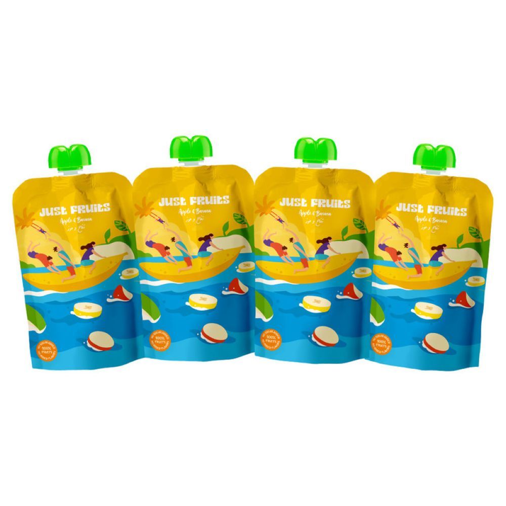 Just Fruits - Baby Puree Pouches - Apple And Banana - Pack of 4 - 110 gm