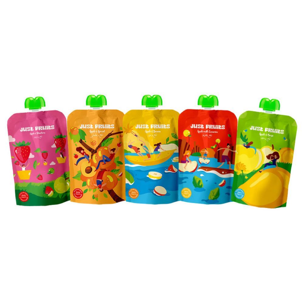 Just Fruits - Baby Puree Pouches - Natural Fruit - 5 Pcs - 110 gm